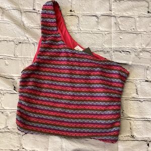 Le Lis Mixed Color One Shoulder Cropped Top